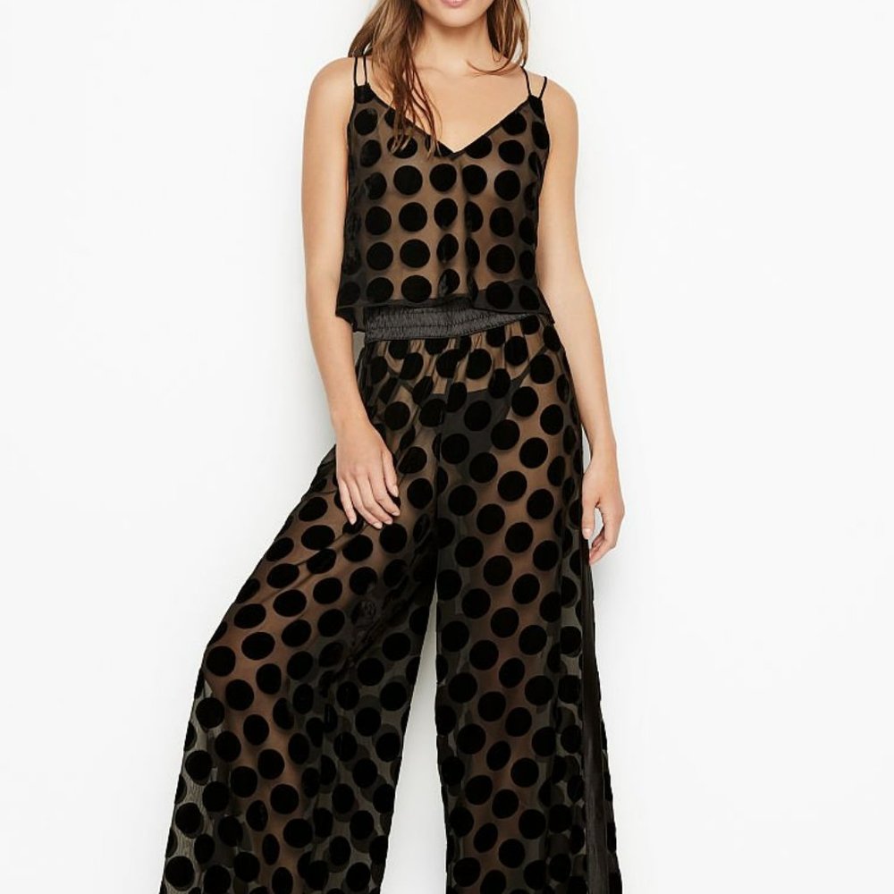 Victoria Secret Sheer Black Dot Set